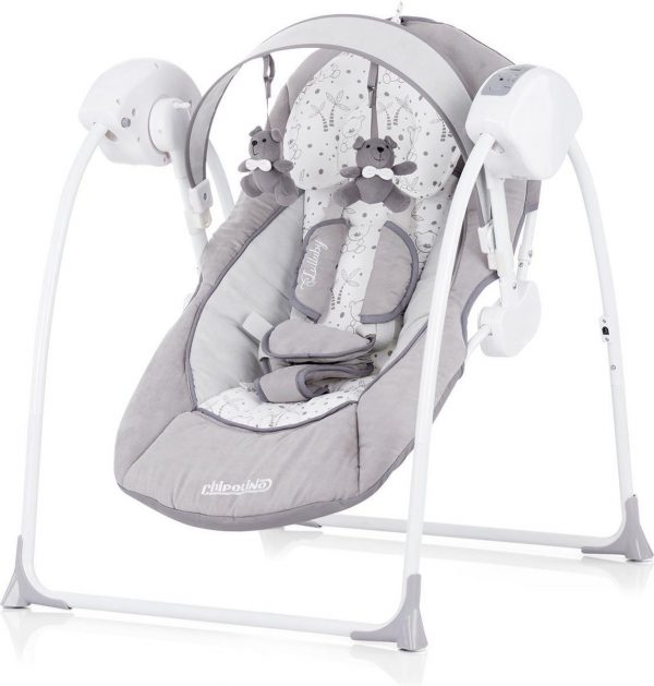 Elektrische babyschommel Chipolino Lullaby grijs, schommelstoel met bluetooth