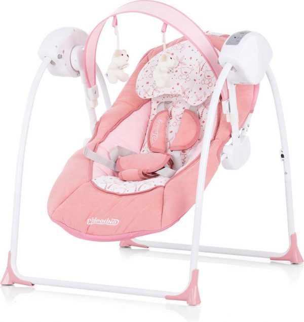 Elektrische babyschommel Chipolino Lullaby oud roze, schommelstoel met bluetooth