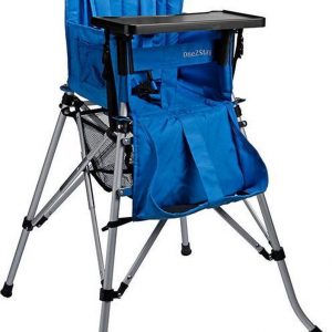 One2Stay Comfort, Opvouwbare Kinderstoel met een comfortabel verstelbare rugleuning, 5 punts veiligheidsgordel en afneembaar eetplateau-Blauw