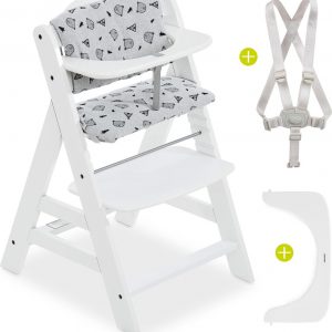 Hauck Alpha Plus Kinderstoel - Voordeelset met Premium kussenset - Wit / Nordic Grey