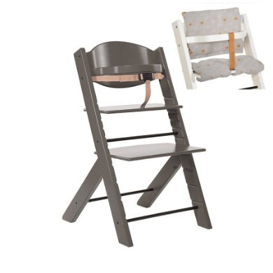Treppy® Kinderstoel grijs + gratis zitkussen Stars