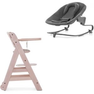 hauck Kinderstoel Beta Plus White washed /Dots inclusief wipstoel Premium Jersey Charcoal