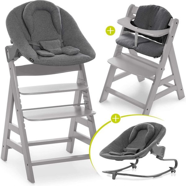 Hauck Alpha Plus Kinderstoel - Newborn Set Premium - Grijs / Jersey Charcoal