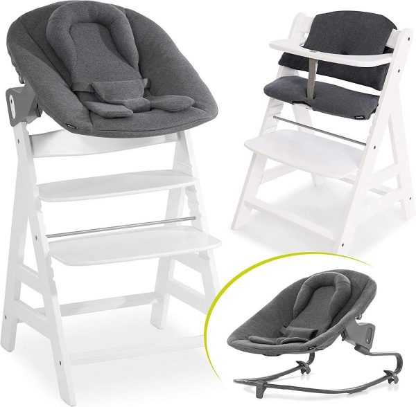 Hauck Alpha Plus Kinderstoel - Newborn Set Premium - Wit / Jersey Charcoal