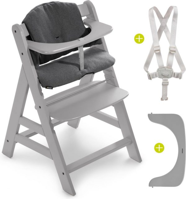 Hauck Alpha Plus Kinderstoel - Voordeelset met Premium Kussenset - Grijs / Jersey Charcoal