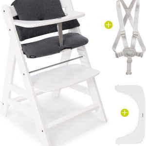 Hauck Alpha Plus Kinderstoel - Voordeelset met Premium Kussenset - Wit / Jersey Charcoal