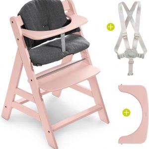 Hauck Alpha Plus Kinderstoel - Voordeelset met Premium kussenset - Roze / Jersey Charcoal