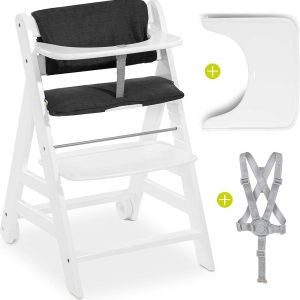Hauck Kinderstoel Beta Plus - Met Eettafeltje, Kussenset en Veiligheidsbeugel - Wit
