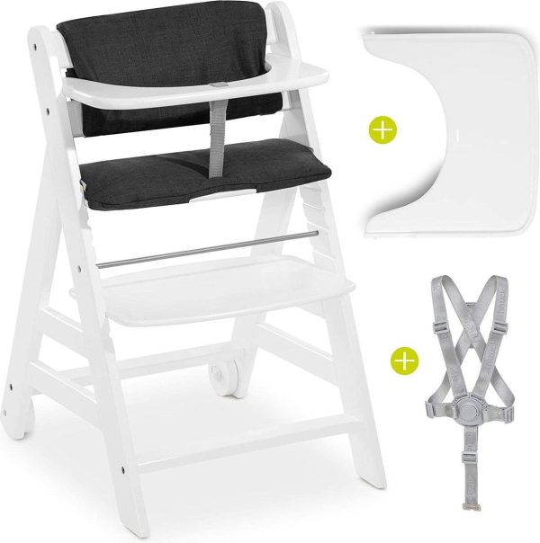 Hauck Kinderstoel Beta Plus - Met Eettafeltje, Kussenset en Veiligheidsbeugel - Wit