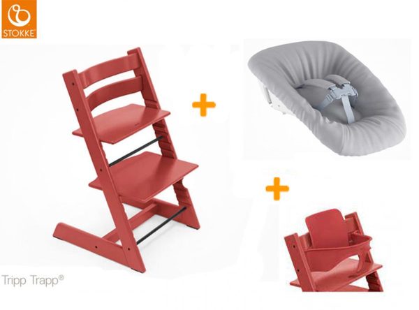 Stokke tripp trapp kinderstoel - Warm red + newbornset + babyset!!
