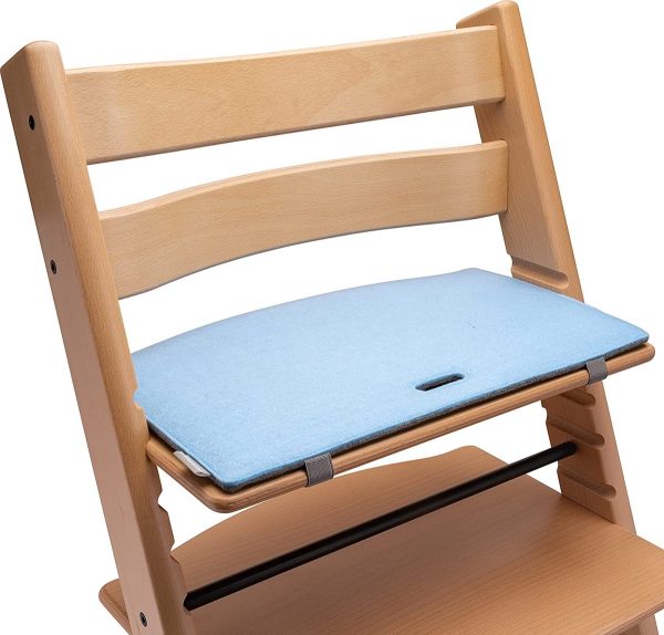 Mahona Kinderstoel, compatibel met Stokke Tripp Trapp kinderstoel, blauw/grijs, zitkussen, kussen, stoelbekleding, vilt, accessoires voor kinderstoel, hout, trappenstoel
