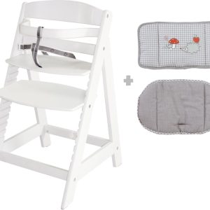 roba Houten Verstelbare Kinderstoel 'Sit Up III' - meegroei kinderstoel voor baby's en kinderen met 'Adam & Eule' zitverkleiner (Wit)