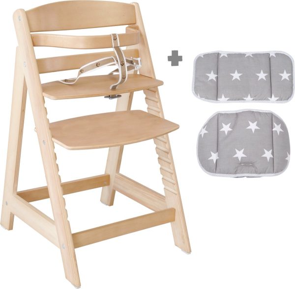 roba Houten Verstelbare Kinderstoel 'Sit Up III' - meegroeistoel voor baby's en kinderen met 'Little Stars' zitverkleiner (Naturel)