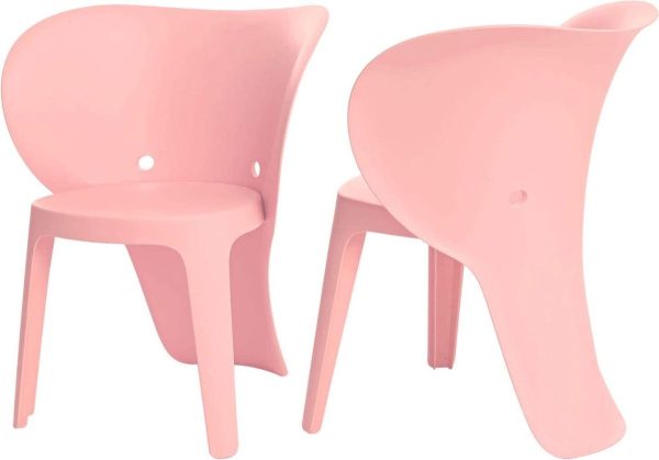 Simpletrade Kinderstoel - Stoelen - Olifant - Set van 2 - Roze - 48x55x41 cm