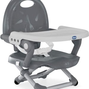 Chicco - Stoelverhoger Pocket Snack - Verstelbare Kinderstoel - 3 Hoogtes - Lichtgewicht en Compact - Afneembaar Blad - Grijs