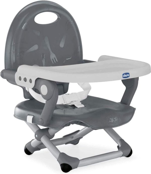 Chicco - Stoelverhoger Pocket Snack - Verstelbare Kinderstoel - 3 Hoogtes - Lichtgewicht en Compact - Afneembaar Blad - Grijs