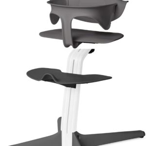Stokke NOMI highchair meegroeistoel " Special Edition Grey and White" - Testwinnaar Kinderstoelen Test - Basis eiken wit gelakt en stoel grijs, MINI-beugel grijs