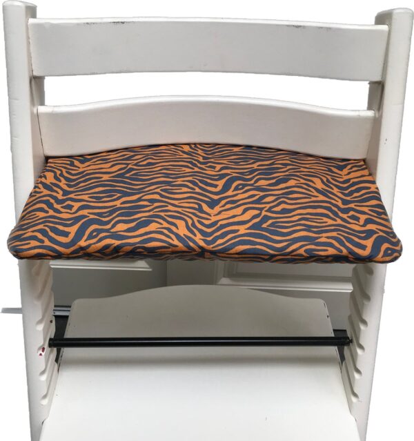 Geplastificeerd zitkussen voor de Tripp Trapp kinderstoel van Stokke - Zebra oker donkergrijs