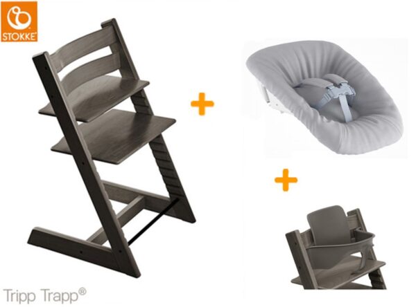 Stokke tripp trapp kinderstoel - Hazy grey + newbornset + babyset!!